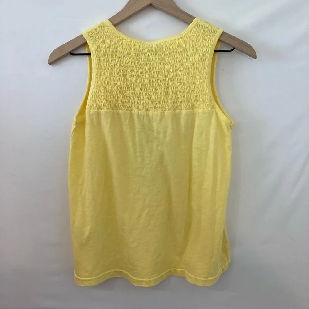 NWT Aventura Yellow Essex Tank Top Small Organic Cotton Smocked Top
